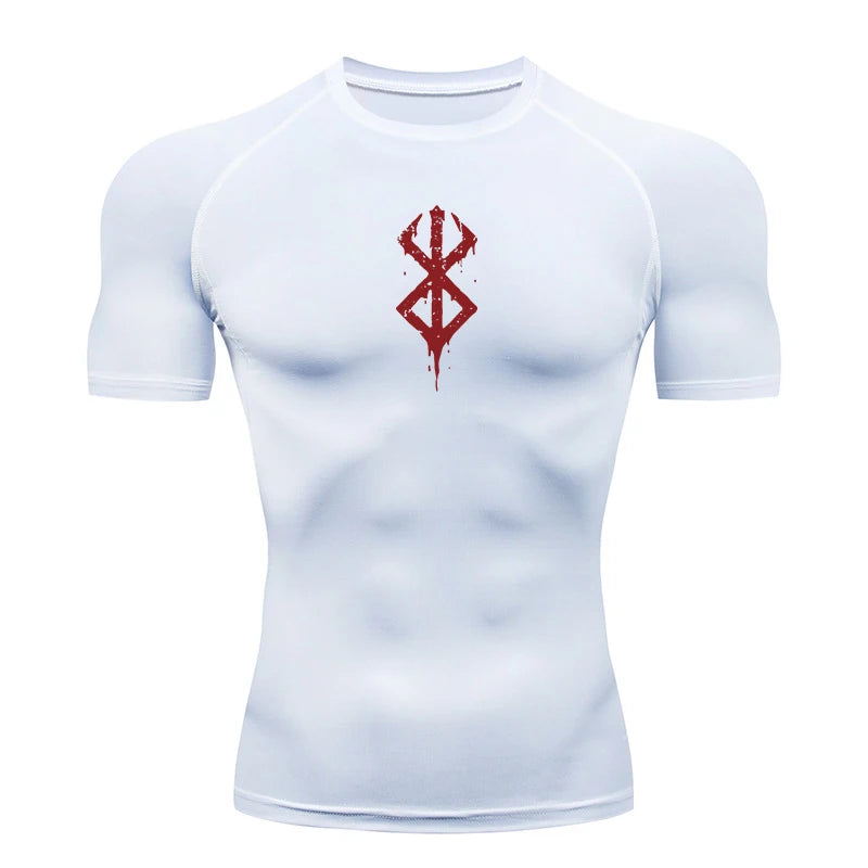 Men's Print Compression Shirt – Short Sleeve Quick-Dry Athletic Top