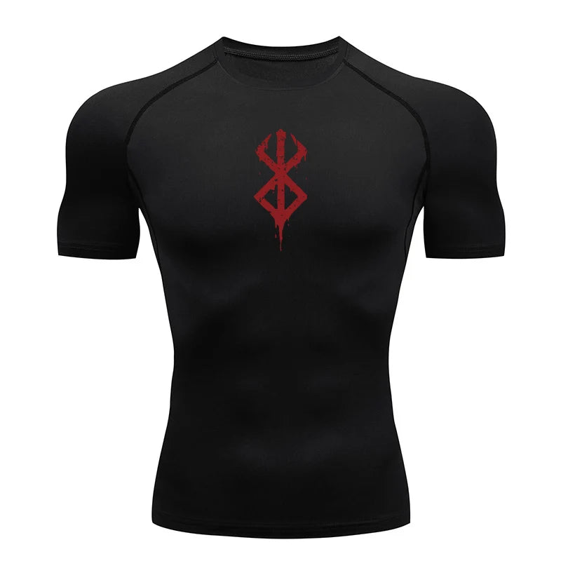 Men's Print Compression Shirt – Short Sleeve Quick-Dry Athletic Top