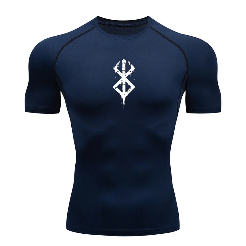 Men's Print Compression Shirt – Short Sleeve Quick-Dry Athletic Top