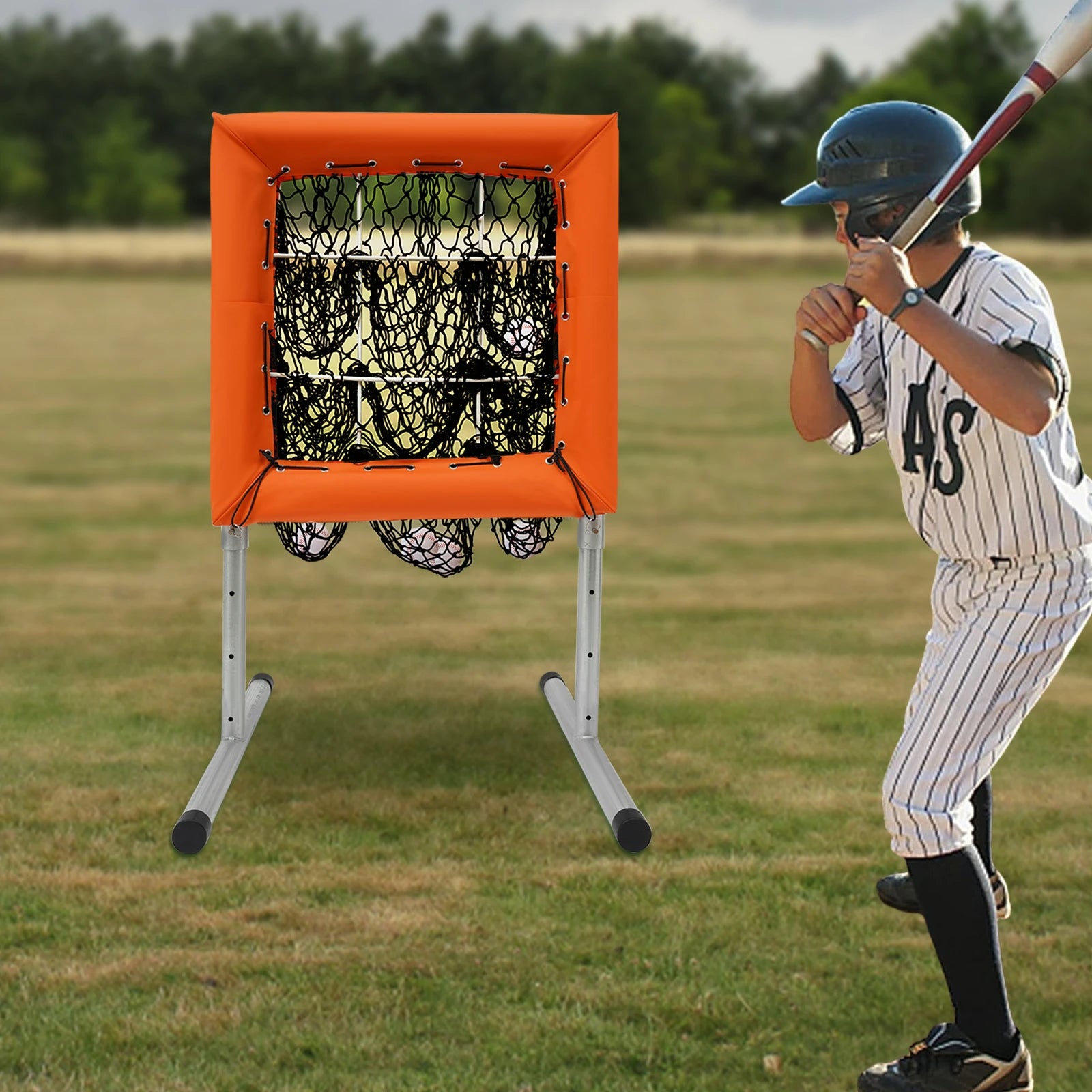 Adjustable Baseball Pitching Net with Strike Zone
