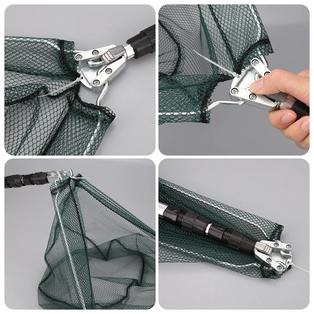 Telescopic Fishing Net (55cm–190cm) – Foldable Landing Net for Salmon, Carp, Catfish, and Trout