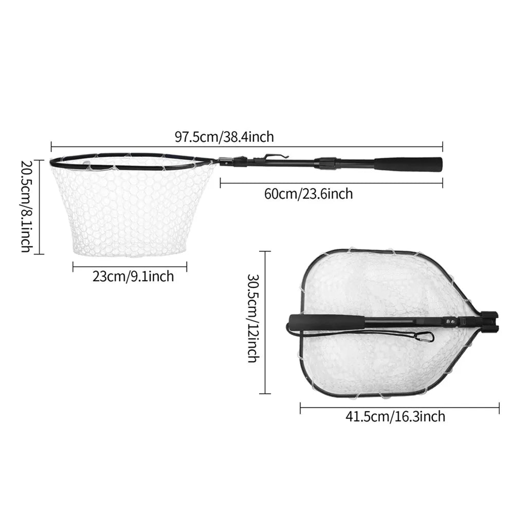 Telescopic Fishing Net (55cm–190cm) – Foldable Landing Net for Salmon, Carp, Catfish, and Trout