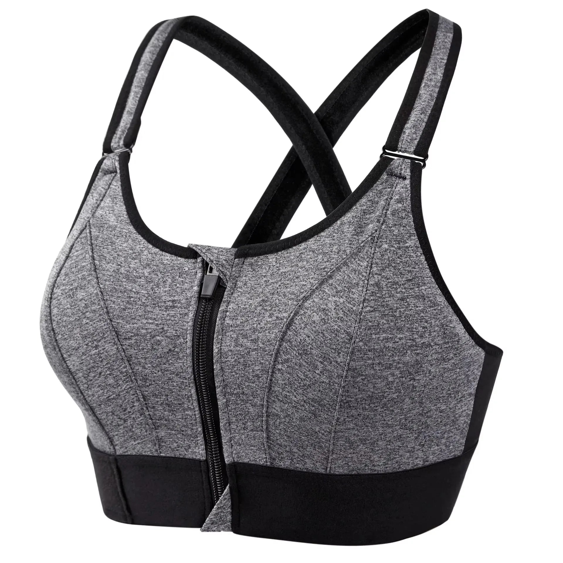 Front-Zip Sports Bra for Women – Adjustable, Shockproof Athletic Crop Top