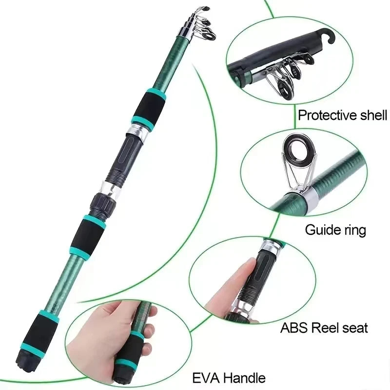 ROOBLINOS Telescopic Fishing Pole Set – Full Kit for Travel and Beginners