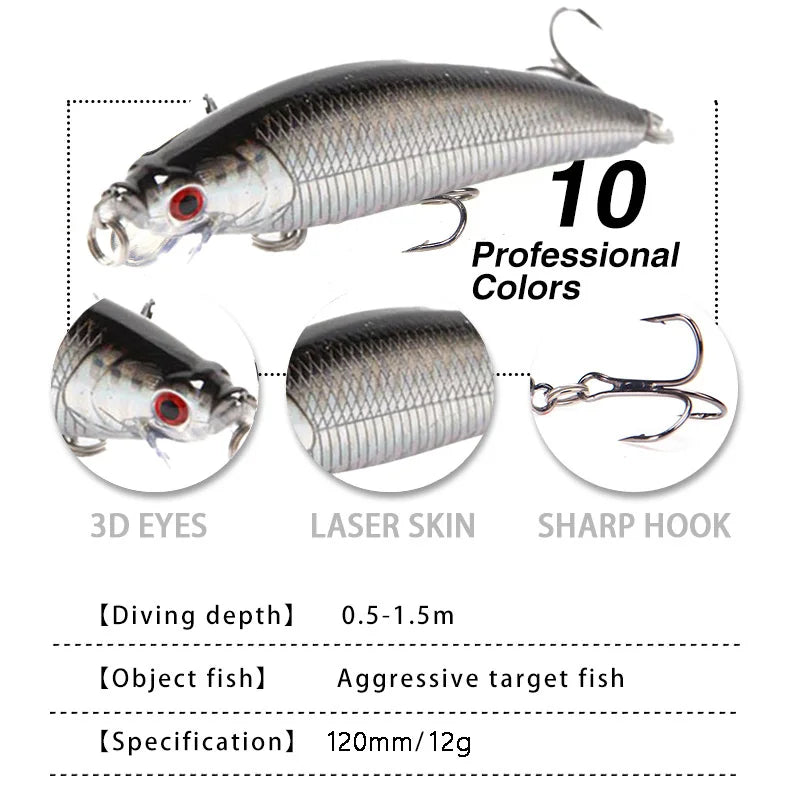 1PCS Sinking Minnow Fishing Lure – 8.5cm, 9.2g Jerkbait for Bass and Pike