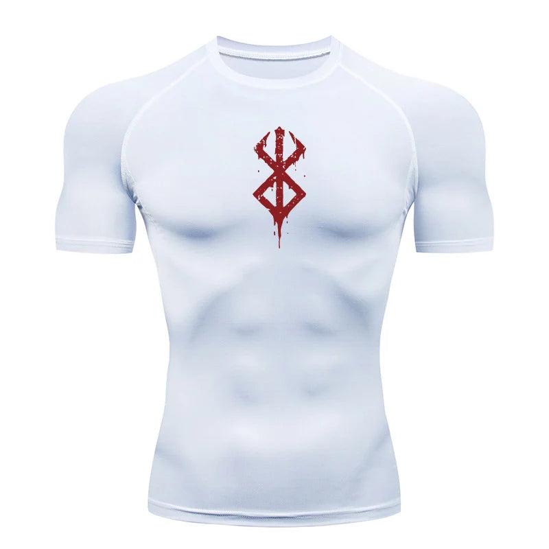 Men's Print Compression Shirt – Short Sleeve Quick-Dry Athletic Top
