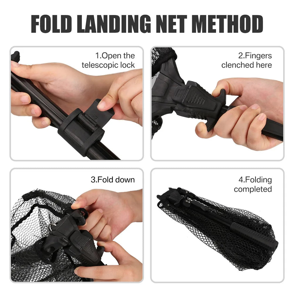 Telescopic Fishing Net (55cm–190cm) – Foldable Landing Net for Salmon, Carp, Catfish, and Trout