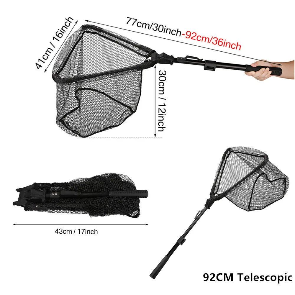 Telescopic Fishing Net (55cm–190cm) – Foldable Landing Net for Salmon, Carp, Catfish, and Trout