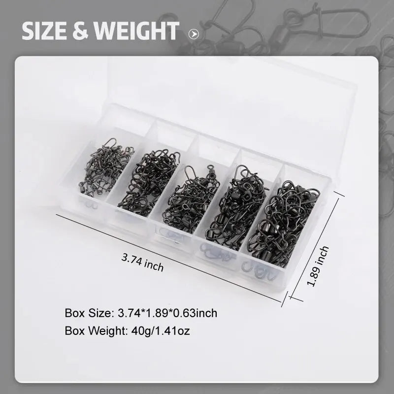 50pcs Stainless Steel Fishing50pcs Stainless Steel Fishing Connector Pin Set – Bearing Rolling Swivels with Snap Connector Pin Set – Bearing Rolling Swivels with Snap