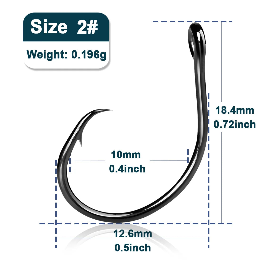 Inline Circle Hooks – Wide Gap Saltwater Fishing Hooks (25–100pcs)