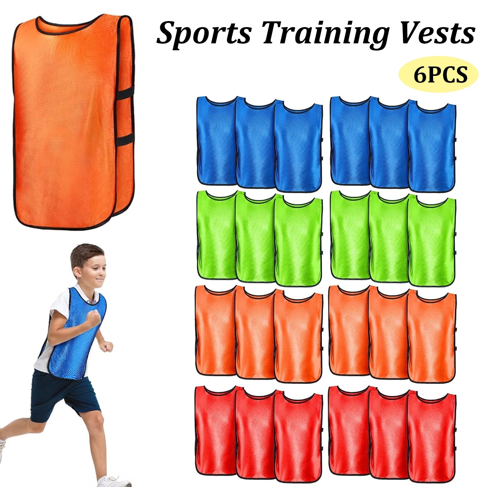 6PCS Soccer Pinnies Quic6PCS Soccer Pinnies – Quick-Dry Team Training Vests for Youth and Adultsk Drying Football Team Jerseys Sports Soccer Team Training Practice Youth Adult Basketball Sports Vest