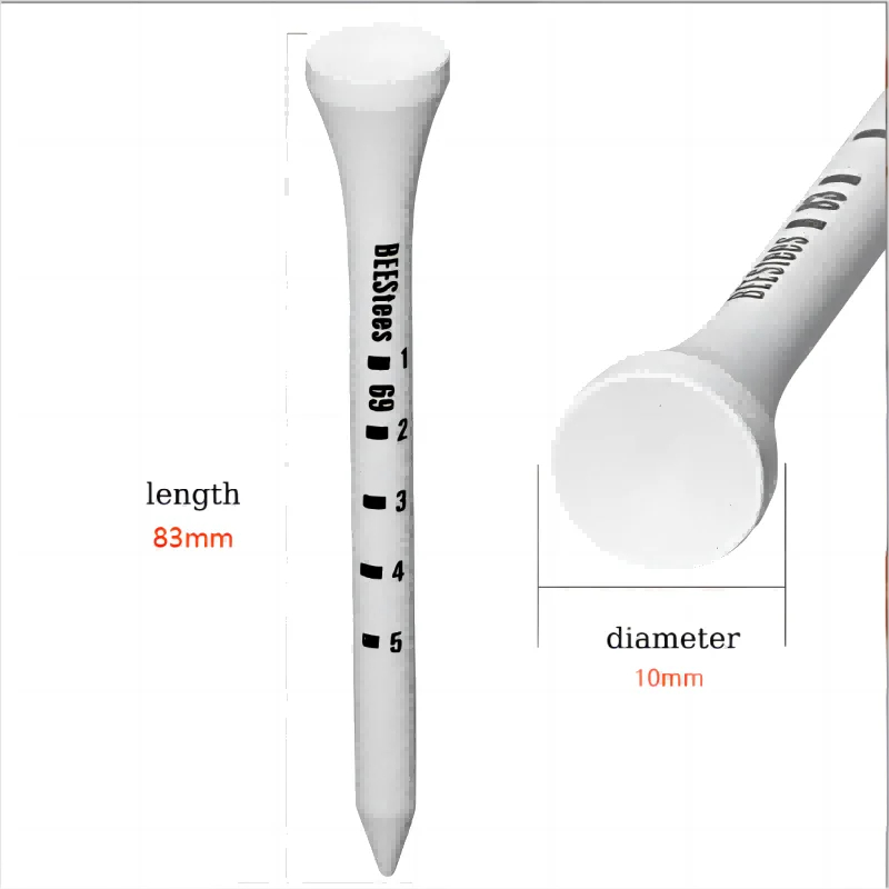 50pcs Wooden Golf Tees – 83mm Degree Scale Tees (White & Black)