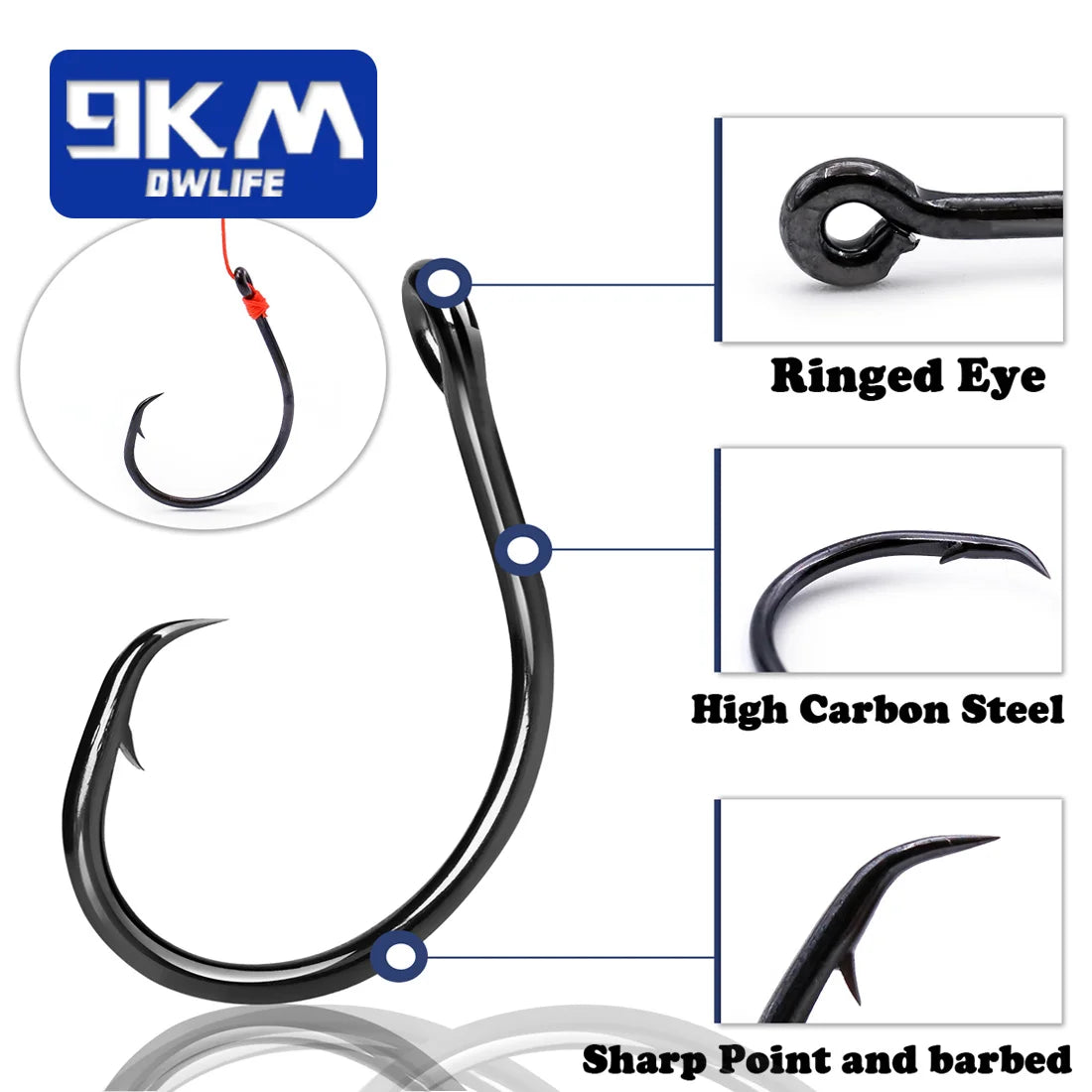 Inline Circle Hooks – Wide Gap Saltwater Fishing Hooks (25–100pcs)